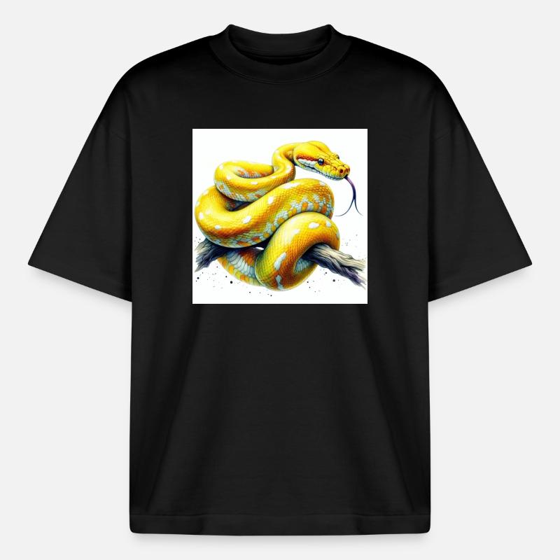 Gelbe Python - Heavyweight Unisex Boxy T-Shirt von stanley/stella	 - Schwarz