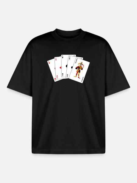 Cinq cartes Carré - T-shirt unisexe boxy épais biologique Stanley/Stella - noir