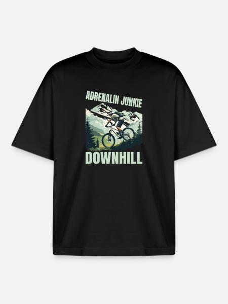 Adrenalin Junkie - MTB Downhill - Boxy Heavyweight Unisex Organic T-Shirt von Stanley/Stella - Schwarz