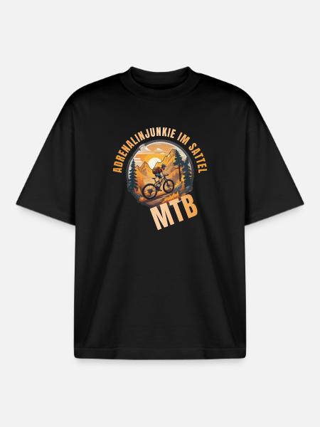 Adrenalinjunkie im Sattel - Boxy Heavyweight Unisex Organic T-Shirt von Stanley/Stella - Schwarz