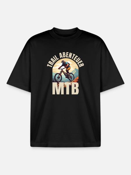MTB: Trail Abenteuer - Boxy Heavyweight Unisex Organic T-Shirt von Stanley/Stella - Schwarz