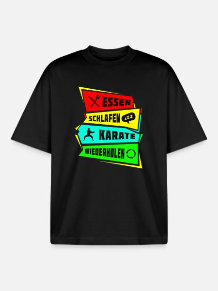Eat Sleep Repeat Karate - Boxy Heavyweight Unisex Organic T-Shirt by Stanley/Stella - black