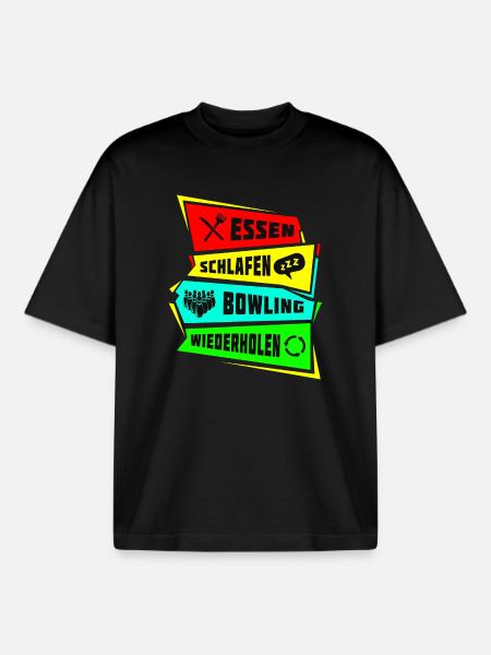 Eat Sleep Repeat bowling - Boxy Heavyweight Unisex Organic T-Shirt by Stanley/Stella - black