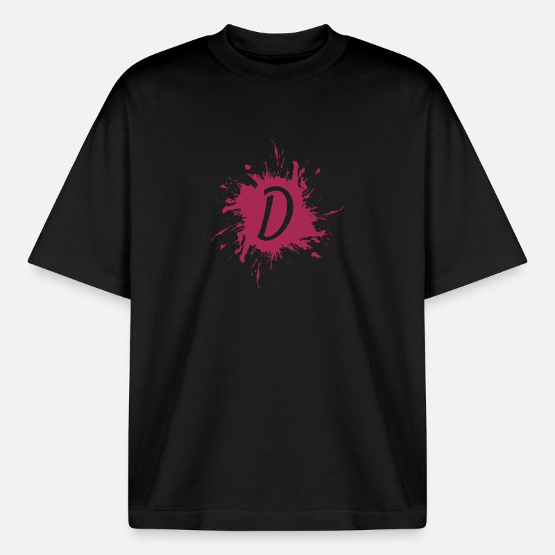 Buchstabe D - Anfangsbuchstabe D - Boxy Heavyweight Unisex Organic T-Shirt von Stanley/Stella - Schwarz