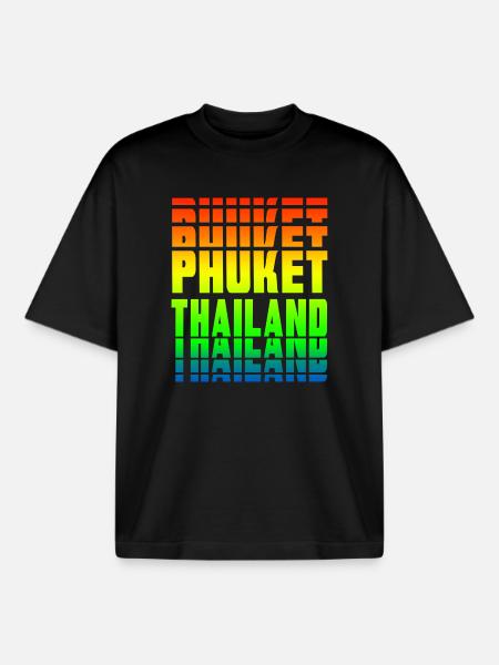 Phuket Thailand rainbow design - Boxy Heavyweight Unisex Organic T-Shirt by Stanley/Stella - black