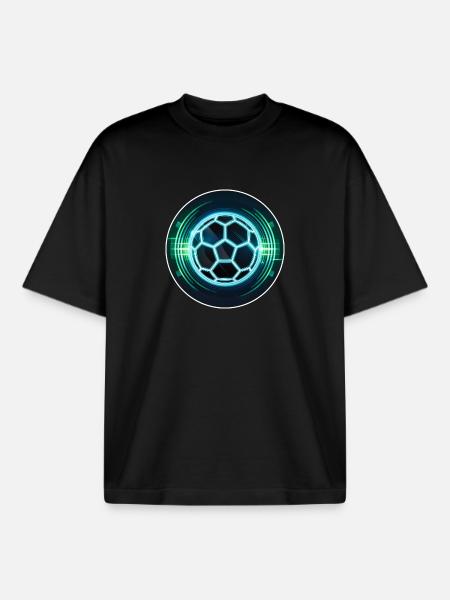 Futuristic Neon Football Logo - Boxy Heavyweight Unisex Organic T-Shirt by Stanley/Stella - black