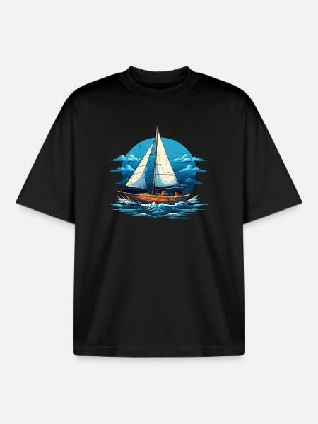 Segelboot im Meeresrauschen - Boxy Heavyweight Unisex Organic T-Shirt von Stanley/Stella - Schwarz