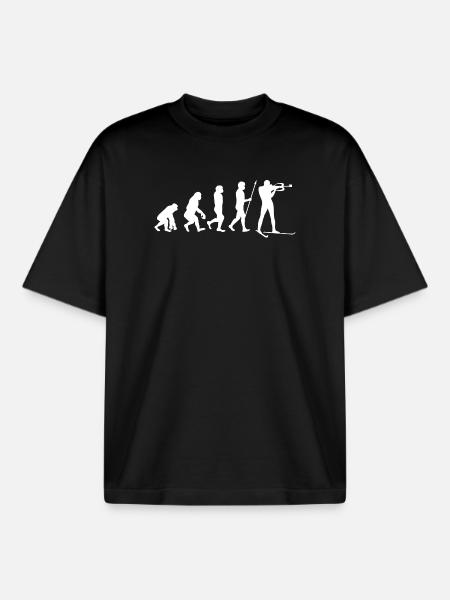 Schifahren Evolution Wintersport Schifahrer Schnee - Boxy Heavyweight Unisex Organic T-Shirt von Stanley/Stella - Schwarz