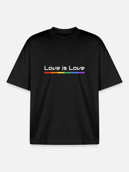 Love is Love Pride Flag Banner - Boxy Heavyweight Unisex Organic T-Shirt by Stanley/Stella - black