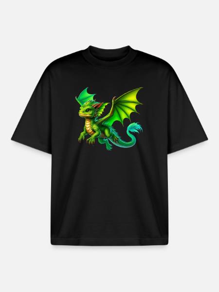 Drache - Boxy Heavyweight Unisex Organic T-Shirt von Stanley/Stella - Schwarz