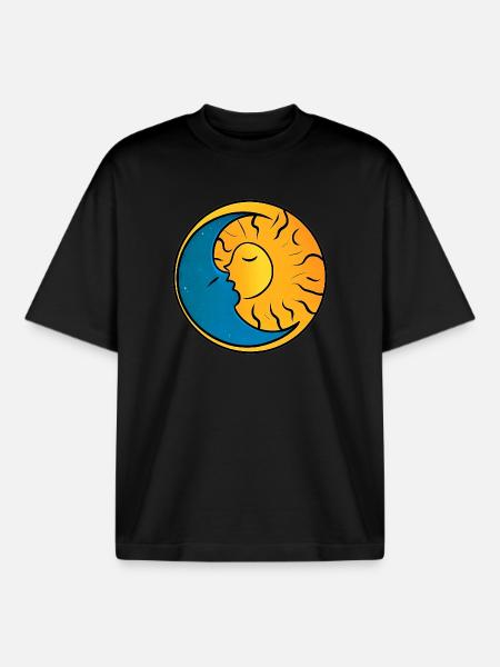 Soleil et Lune - T-shirt unisexe boxy épais biologique Stanley/Stella - noir