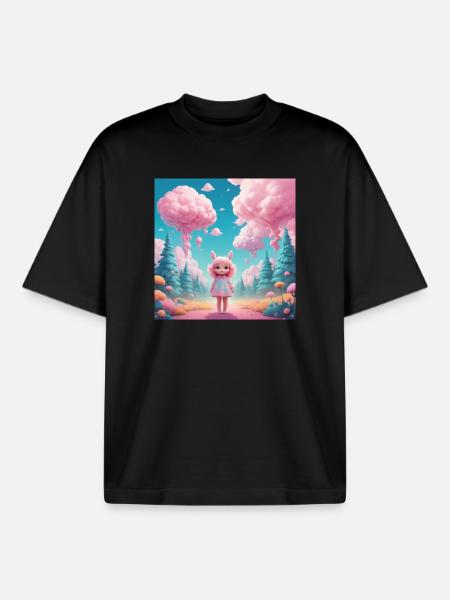 Mädchen im Zuckerwatte-Wald - Boxy Heavyweight Unisex Organic T-Shirt von Stanley/Stella - Schwarz