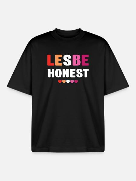 LGBTQ Pride Month - Lesbe Honest - Boxy Heavyweight Unisex Organic T-Shirt by Stanley/Stella - black