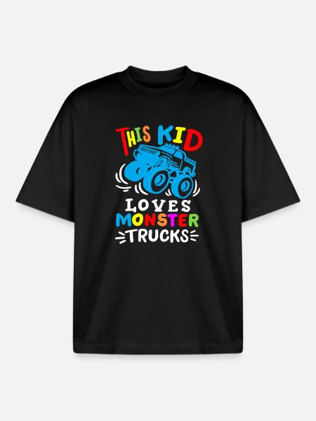 Monstertrucks für Kinder - Boxy Heavyweight Unisex Organic T-Shirt von Stanley/Stella - Schwarz
