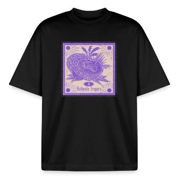 Authentic Tropics Fruchtbild - Boxy Heavyweight Unisex Organic T-Shirt von Stanley/Stella - Schwarz - Vorne - AI Model Male 185 light (185cm) & AI Model Female 172 dark (172cm)