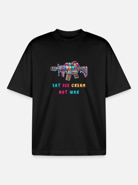Eiscreme statt Krieg - Boxy Heavyweight Unisex Organic T-Shirt von Stanley/Stella - Schwarz