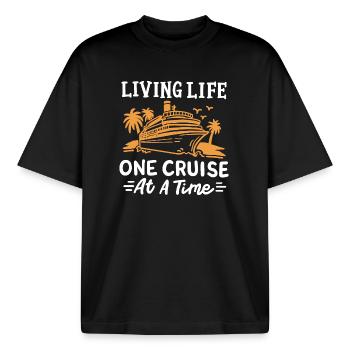Kreuzfahrtschiff Urlaub Kreuzfahrt - Boxy Heavyweight Unisex Organic T-Shirt von Stanley/Stella - Schwarz - Vorne - AI Model Male 185 light (185cm) & AI Model Female 172 dark (172cm)