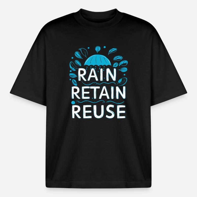 Rain Keep Réutilisation - T-shirt unisexe épais coupe boxy Stanley/Stella - noir