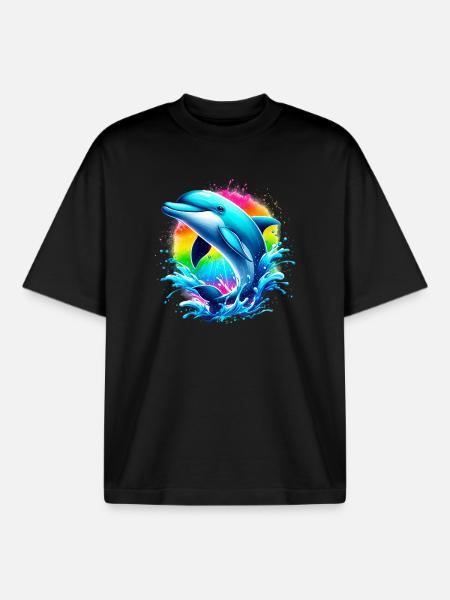 Dolphin - Boxy Heavyweight Unisex Organic T-Shirt by Stanley/Stella - black