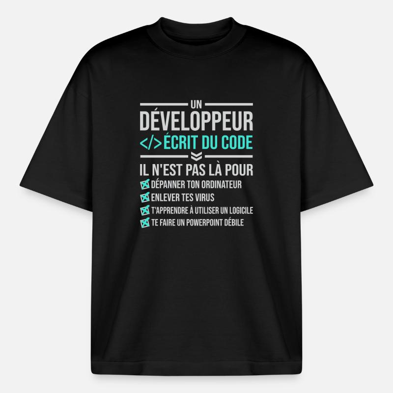 Developer Writing Code - Heavyweight Boxy Unisex T-Shirt by Stanley/Stella - black