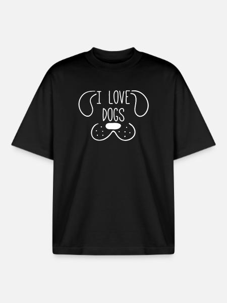 dog, I love my dog, dog - Boxy Heavyweight Unisex Organic T-Shirt by Stanley/Stella - black