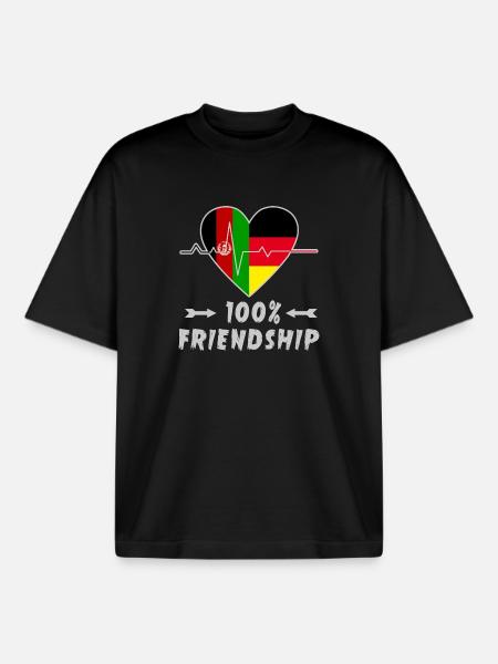 Afghanistan and Germany 100% friendship - Boxy Heavyweight Unisex Organic T-Shirt by Stanley/Stella - black