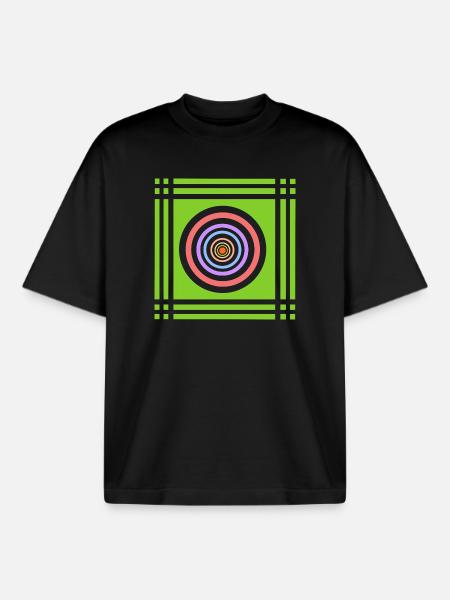Geometric play of colours in colour - Boxy Heavyweight Unisex Organic T-Shirt by Stanley/Stella - black
