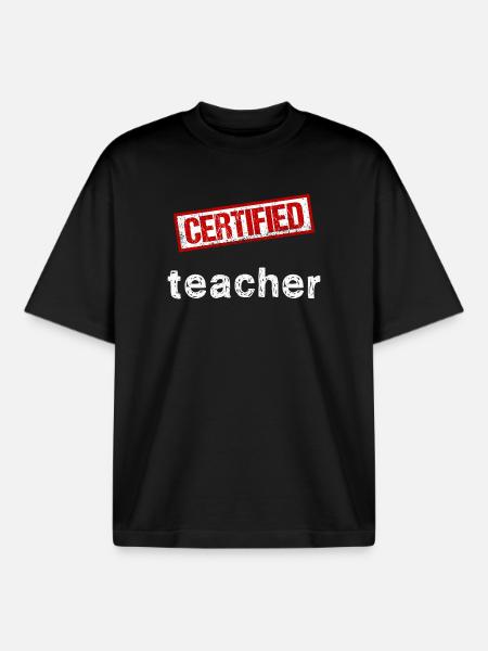 Enseignant certifié - Graphismes estampés - T-shirt unisexe boxy épais biologique Stanley/Stella - noir