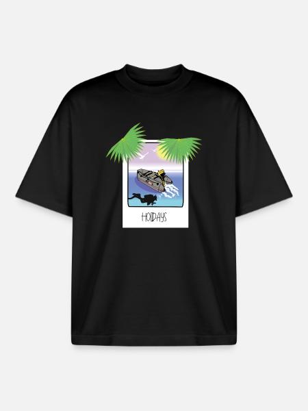 Instantané Vacances - T-shirt unisexe boxy épais biologique Stanley/Stella - noir