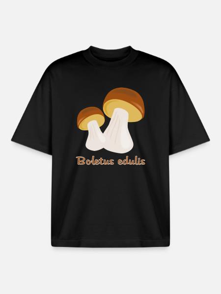 Autumn Mushrooms - Boxy Heavyweight Unisex Organic T-Shirt by Stanley/Stella - black