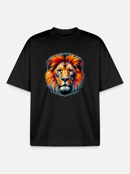 Lion - Boxy Heavyweight Unisex Organic T-Shirt by Stanley/Stella - black