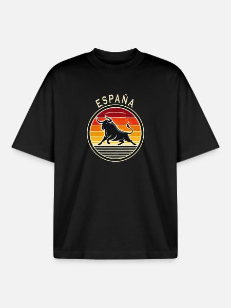 Spain Taurus Design - Boxy Heavyweight Unisex Organic T-Shirt by Stanley/Stella - black