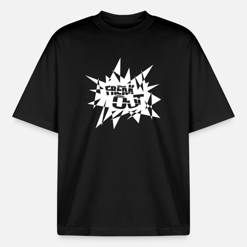 Angular Explosion Burst Text - Boxy Heavyweight Unisex Organic T-Shirt by Stanley/Stella - black