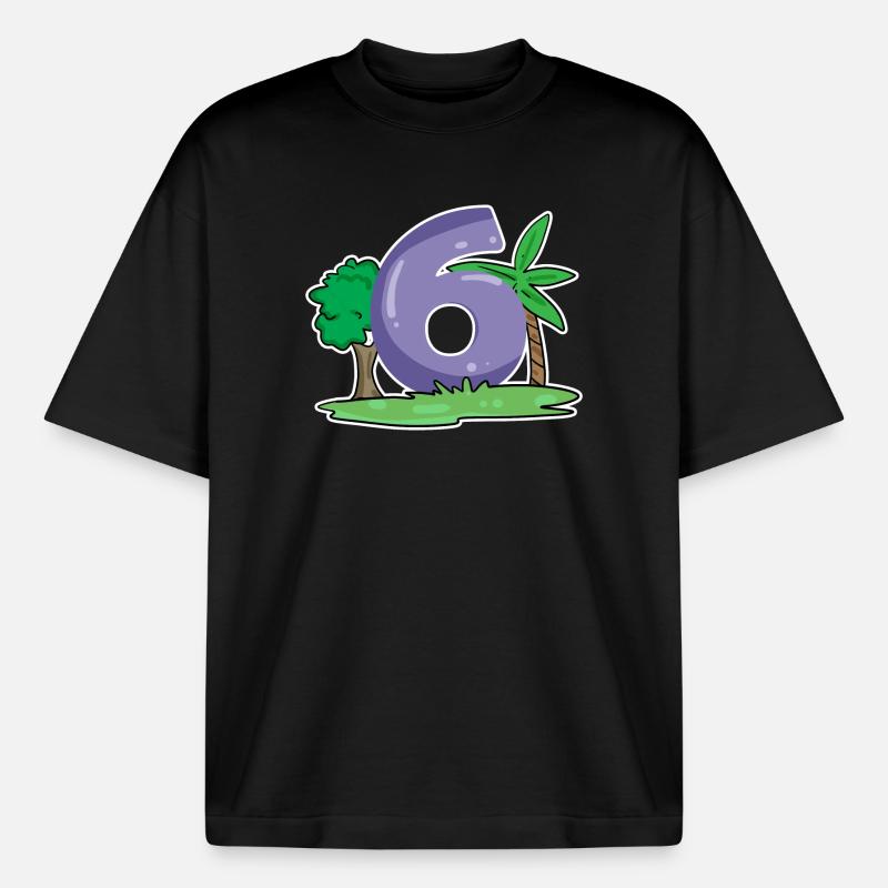 Number 6 Pattern - Boxy Heavyweight Unisex Organic T-Shirt by Stanley/Stella - black