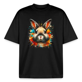 Kaninchen - Boxy Heavyweight Unisex Organic T-Shirt von Stanley/Stella - Schwarz - Vorne - AI Model Male 185 light (185cm) & AI Model Female 172 dark (172cm)