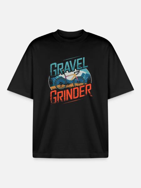 Gravel Grinder Bergfahrt - Boxy Heavyweight Unisex Organic T-Shirt von Stanley/Stella - Schwarz