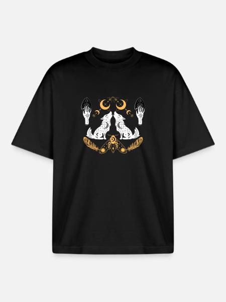 Lunar Wolves Emblem - Boxy Heavyweight Unisex Organic T-Shirt by Stanley/Stella - black