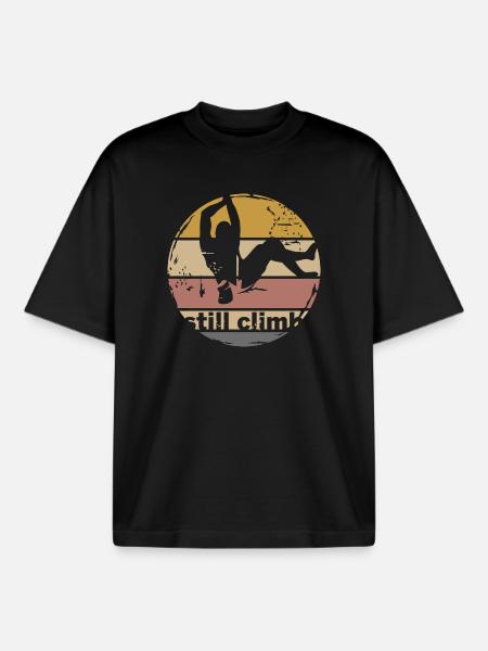 Climbing Retro Bouldering Symbol Logo Vintage Icon - Boxy Heavyweight Unisex Organic T-Shirt by Stanley/Stella - black