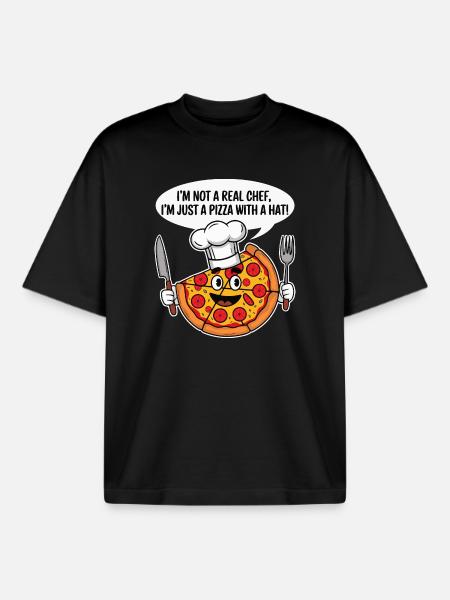 Pizzabäcker Humor T-Shirt - Boxy Heavyweight Unisex Organic T-Shirt von Stanley/Stella - Schwarz