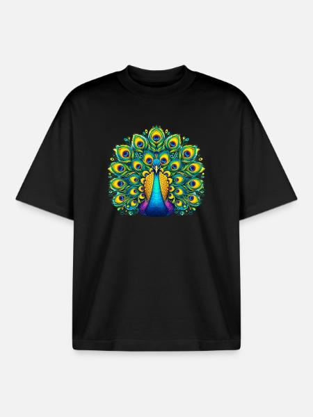 Peacock - Boxy Heavyweight Unisex Organic T-Shirt by Stanley/Stella - black
