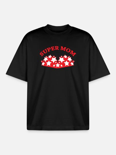 Super Mom - Mother's Day - Boxy Heavyweight Unisex Organic T-Shirt by Stanley/Stella - black