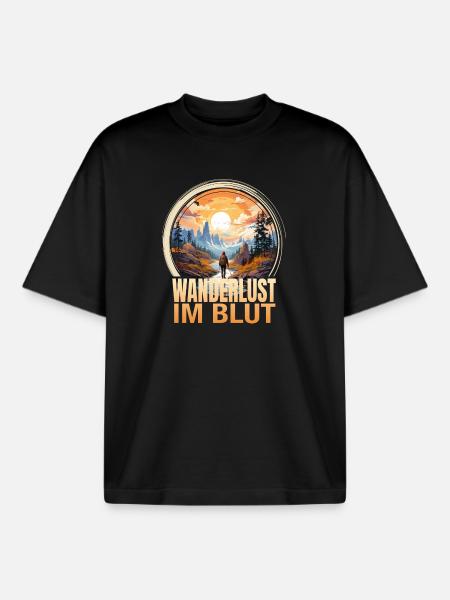 Wandern - Boxy Heavyweight Unisex Organic T-Shirt von Stanley/Stella - Schwarz