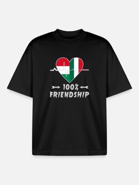 Hungary and Italy 100% friendship - Boxy Heavyweight Unisex Organic T-Shirt by Stanley/Stella - black
