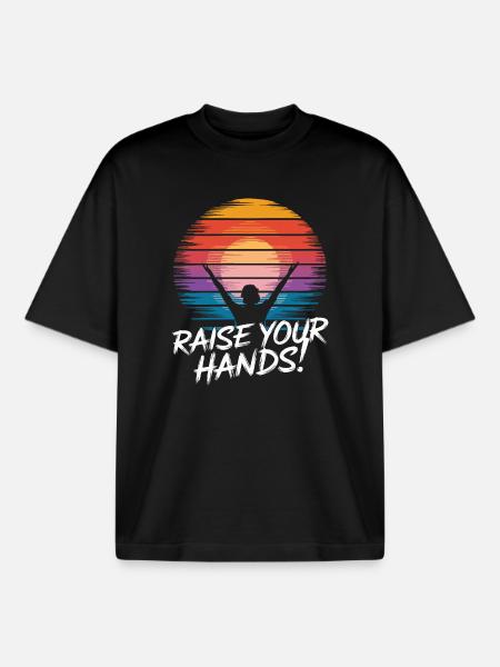 Sunset Silhouette with Inspirational Message - Boxy Heavyweight Unisex Organic T-Shirt by Stanley/Stella - black