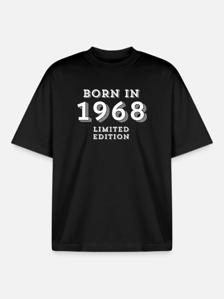 1968, 56 ans, année de naissance - T-shirt unisexe boxy épais biologique Stanley/Stella - noir