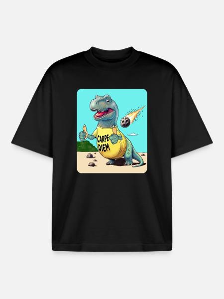 Carpe Diem Dinosaur - Boxy Heavyweight Unisex Organic T-Shirt by Stanley/Stella - black