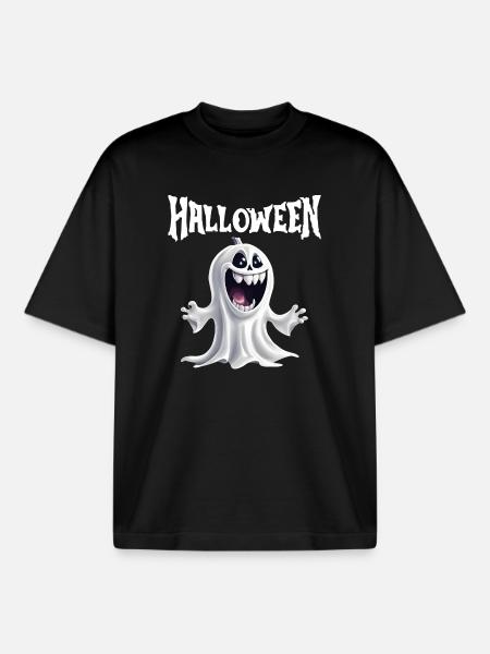 halloween, fantôme, fêter halloween - T-shirt unisexe boxy épais biologique Stanley/Stella - noir