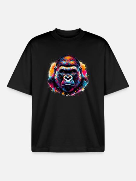 Gorille - T-shirt unisexe boxy épais biologique Stanley/Stella - noir
