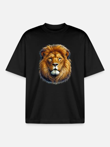 Lion - Boxy Heavyweight Unisex Organic T-Shirt by Stanley/Stella - black