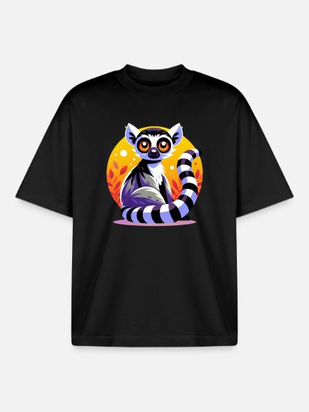 Lemur - Boxy Heavyweight Unisex Organic T-Shirt by Stanley/Stella - black